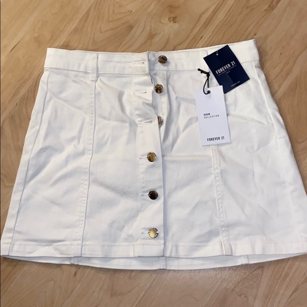Forever 21 White Jean Skirt